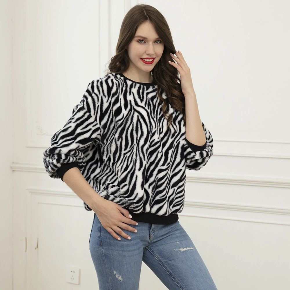 ZARA Plus Size Black White Striped Fleece Lined Sweatshirt